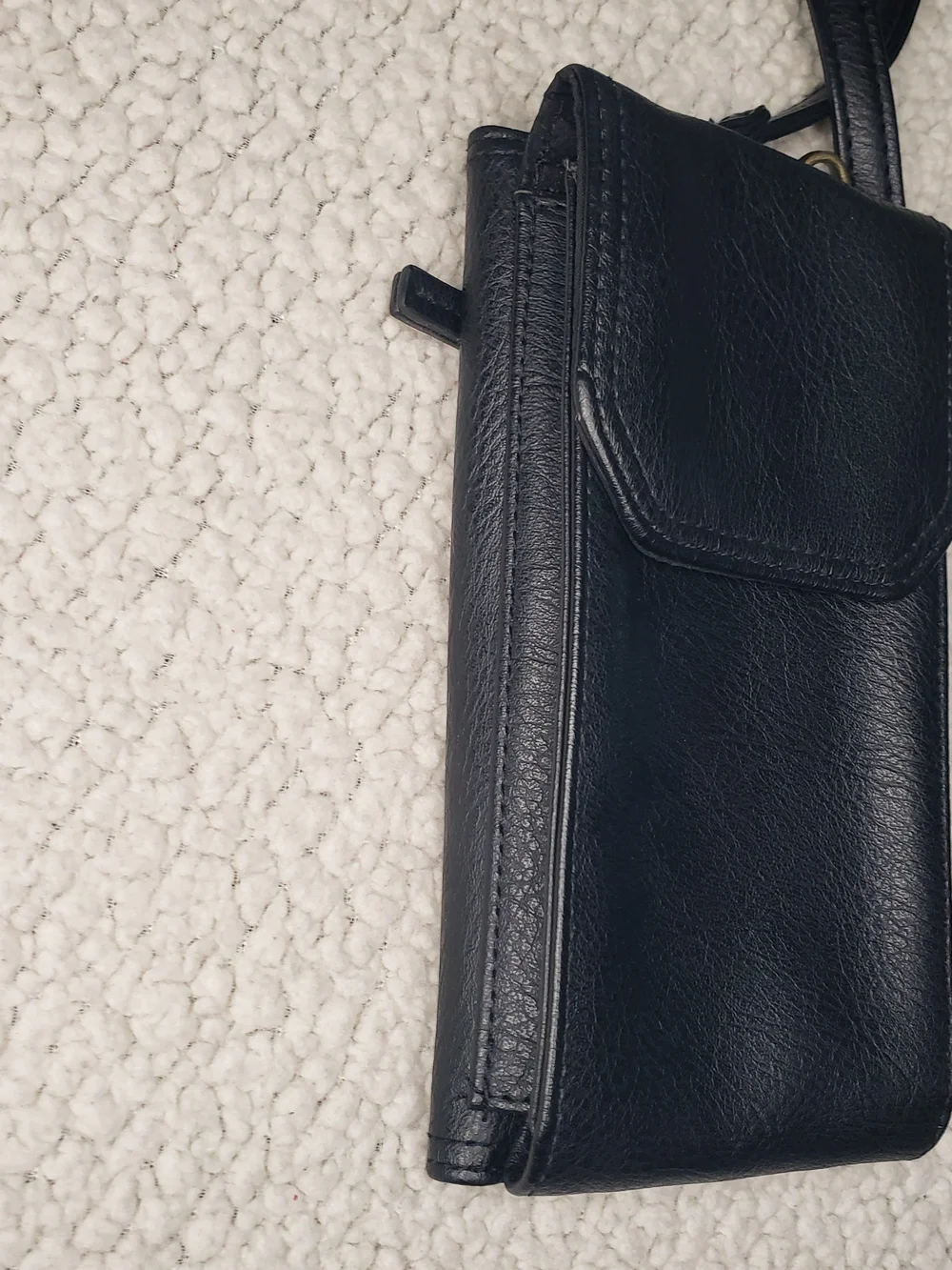TIME & TRU Black Crossbody Phone Wallet with Strap | Small